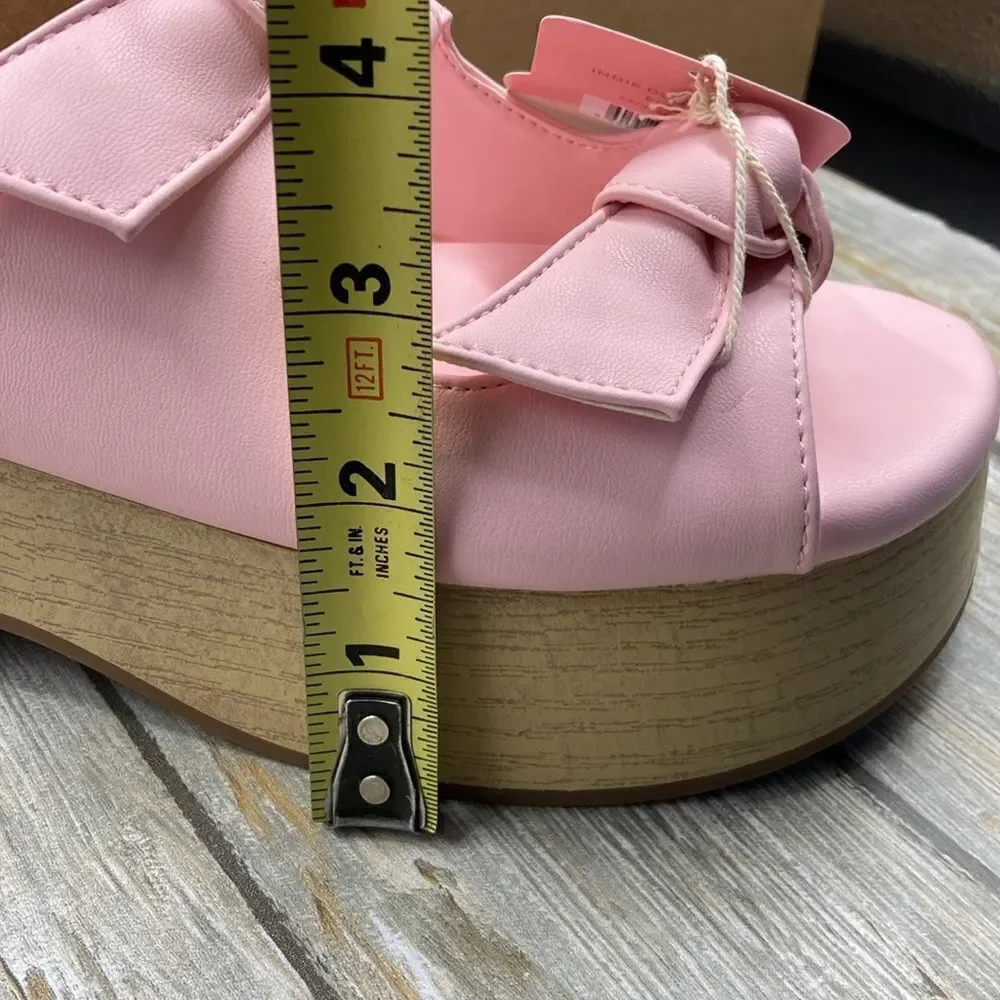 Sam & Libby Pink Platform Double Bow Tie Comfy Dress Sandals Shoes Size 7